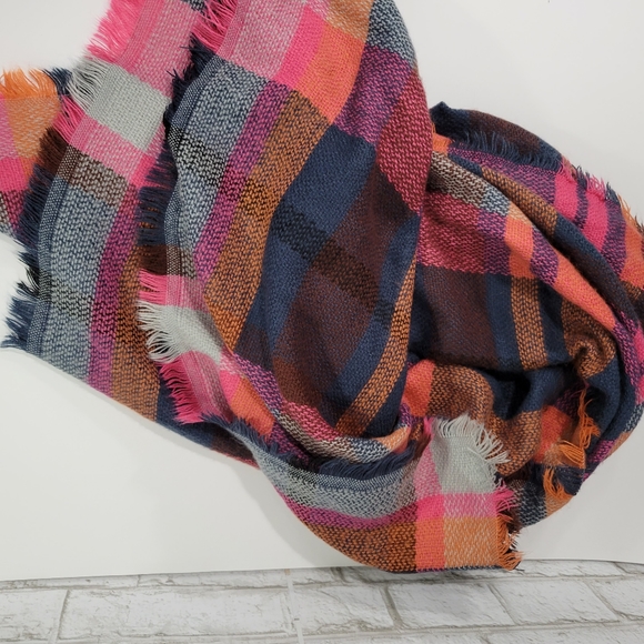 Plaid print colorful warm blanket scarf - Picture 10 of 11